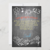 Einladungskarte für Schulanmeldungen auf der Tafel (Rückseite)