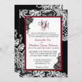 Einladungskarte für Schwarz-Weiß-Spitzen Einladung (Vorne/Hinten)