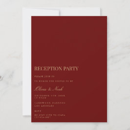 Einladungskarte für Script Gold & Deep Red Empfang Einladung