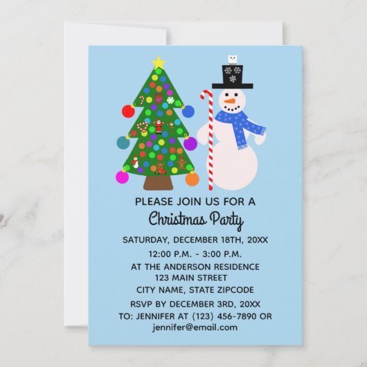 Einladungskarte für Snowman & Christmas Tree #3-2 (Vorderseite)