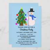 Einladungskarte für Snowman & Christmas Tree #3-2 (Vorne/Hinten)