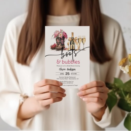 Einladungskarte für Stiefel und Blasen Bridal Show Einladung