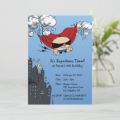 Einladungskarte für Superheld Birthday Einladung (Stehend Vorderseite)