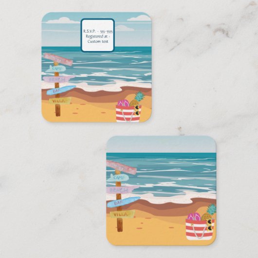 Einladungskarte für Twin Beach Baby (Vorne/Hinten)