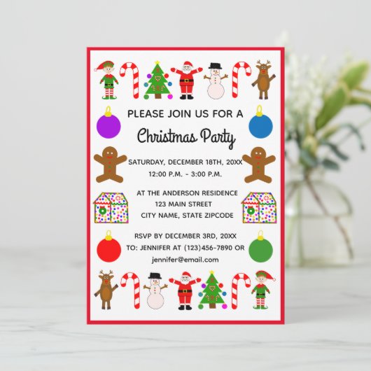 Einladungskarte für Weihnachtsrahmen #2 (Stehend Vorderseite)