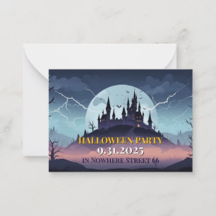 Einladungskarte Halloween Castell Illustration