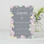 Einladungskarte mit Blume und Kreuz bestätigen Einladung (Stehend Vorderseite)