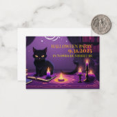 Einladungskarte mit Halloween-Katzenbild (Vorderseite/Rückseite Beispiel)