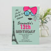 Einladungskarte Paris Geburtstag Einladung (Stehend Vorderseite)