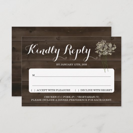 Einladungskarte | Rustikale Babyatmen Einladung (Vorne/Hinten)