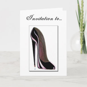 Einladungskarte - schwarzer Stiletto-Schuh