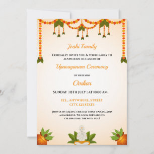 Einladungskarte von Upanayanam, Thread-Einladung Einladung