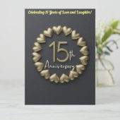 Einladungskarte zum 15. Hochzeitstag (Stehend Vorderseite)