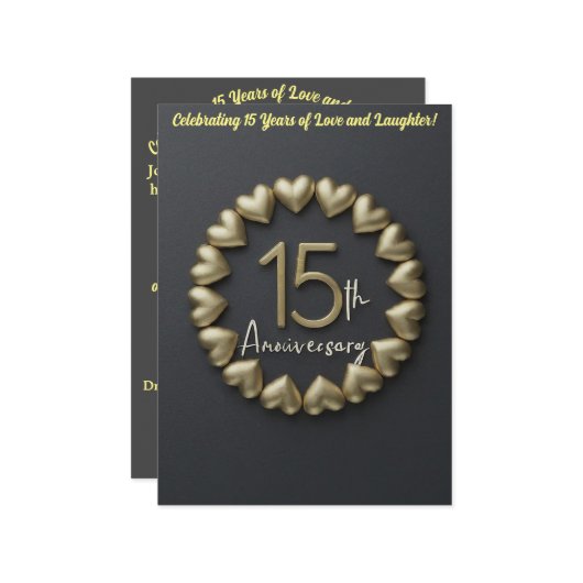 Einladungskarte zum 15. Hochzeitstag (Vorderseite/Rückseite Beispiel)