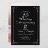 Einladungskarte zum 25. Hochzeitstag Einladung (Vorne/Hinten)