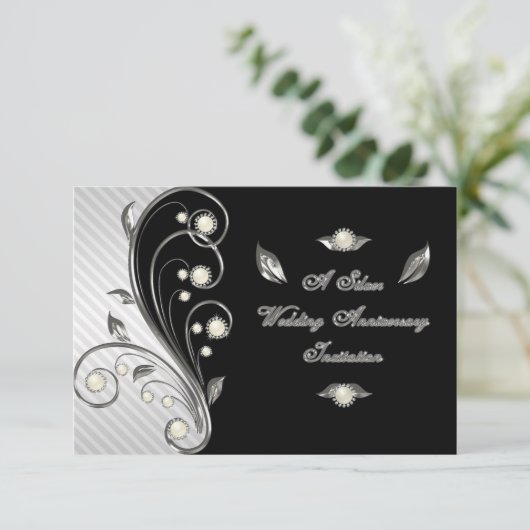 Einladungskarte zum 25. Hochzeitstag UAWG Einladung (Stehend Vorderseite)