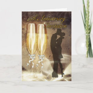 Einladungskarte zum 40. Hochzeitstag - Champagner