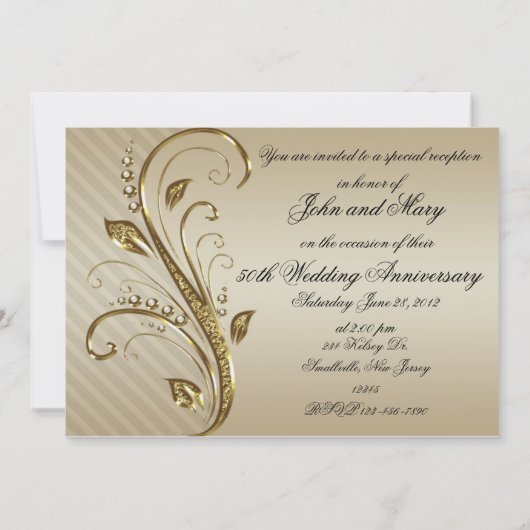 Einladungskarte zum Goldenen Hochzeitstag Einladung (Rückseite)