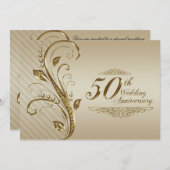 Einladungskarte zum Goldenen Hochzeitstag Einladung (Vorne/Hinten)