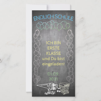 Einladungskarte zur Einschulung im Tafelstil