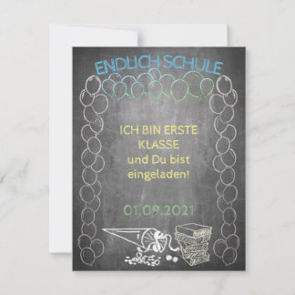 Einladungskarte zur Einschulung im Tafelstil
