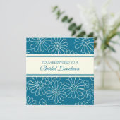 Einladungskarten für Blaue und Weiße Bridal Lunche (Stehend Vorderseite)