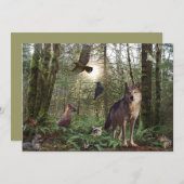 Einladungskarten für Waldtiere (Vorne/Hinten)