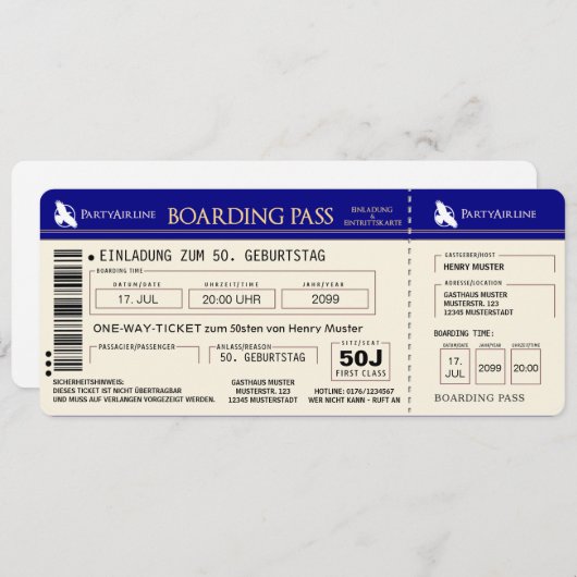 Einladungskarten Geburtstag Einladungen (Vorne/Hinten)