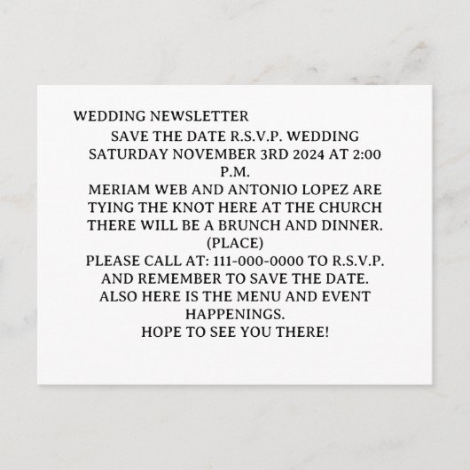 Einladungspostkarte (Vorderseite)