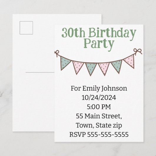 Einladungspostkarte (Vorne/Hinten)