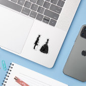 Einladungspostkarte Aufkleber (Laptop mit iPhone)