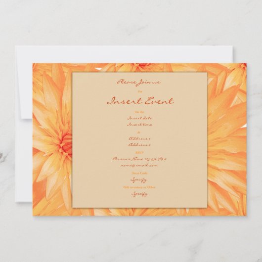 Einladungsschablone - kundengerechte orange Lilien Einladung (Vorderseite)
