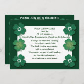 Einladungsvorlage - anpassbare Kleeblatt Einladung (Vorne/Hinten)