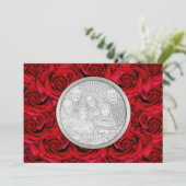 Einladungsvorlage - anpassbare rote Rosen Einladung (Stehend Vorderseite)