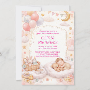 Einladungsvorlage für Baby Shower zum Bearbeiten  Einladung