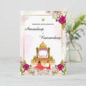 Einladungsvorlage für Rote Blumen Anand Karaj Einladung (Stehend Vorderseite)