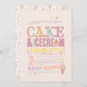 EINLAGE DER SOZIALEN BIRTHDAY-PARTEI ICE CREAM EINLADUNG (Vorne/Hinten)