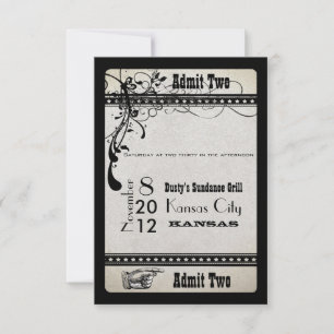 Einlass für zwei Vintage-Showbill RSVP-Einlagekart RSVP Karte