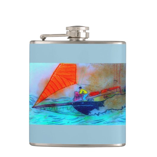 Einlassen der Kranbalkenflasche Flachmann (Vorderseite)