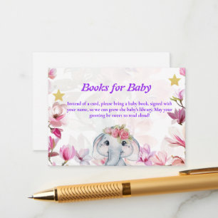 Einlegekarte Bücher für Baby Elephant Floral. Begleitkarte