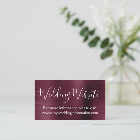 Einlegen der Burgundy Wedding Website Card Begleitkarte (Stehend Vorderseite)