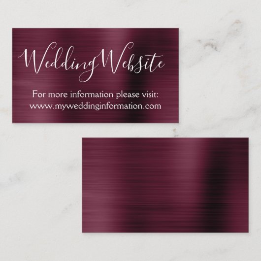Einlegen der Burgundy Wedding Website Card Begleitkarte (Vorne/Hinten)