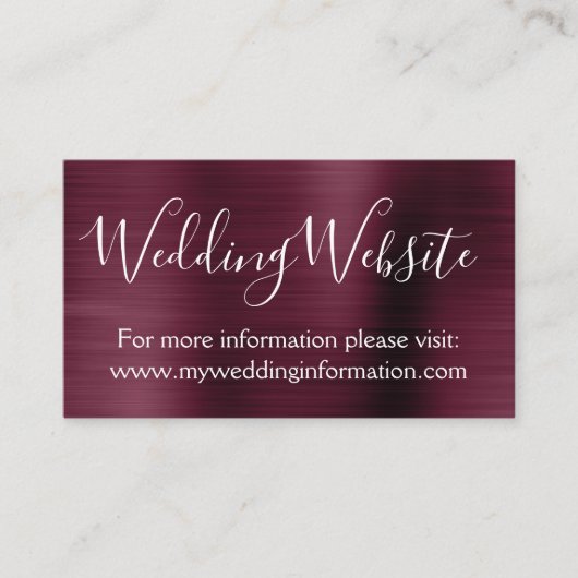 Einlegen der Burgundy Wedding Website Card Begleitkarte (Vorderseite)