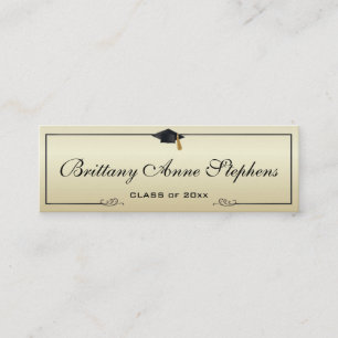 Einlegen der eleganten Gold Graduation Cap Name Ca Telefonnummerkarte