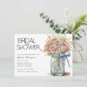 Einmachglas | Rosenrosen-Brautparty Einladung (Stehend Vorderseite)