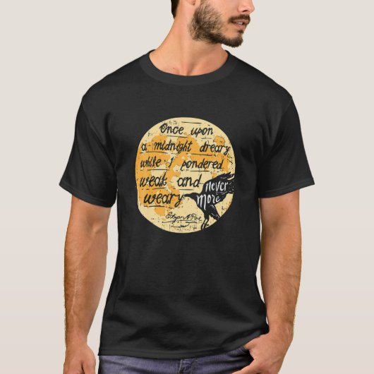 Einmal an Mitternacht Edgar Allan Poe Raven Quote T-Shirt (Vorderseite)