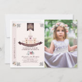 Einmal auf dem Geschichtenbuch Rosa Foto Geburtsta Einladung (Vorderseite)