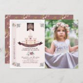 Einmal auf dem Geschichtenbuch Rosa Foto Geburtsta Einladung (Vorne/Hinten)