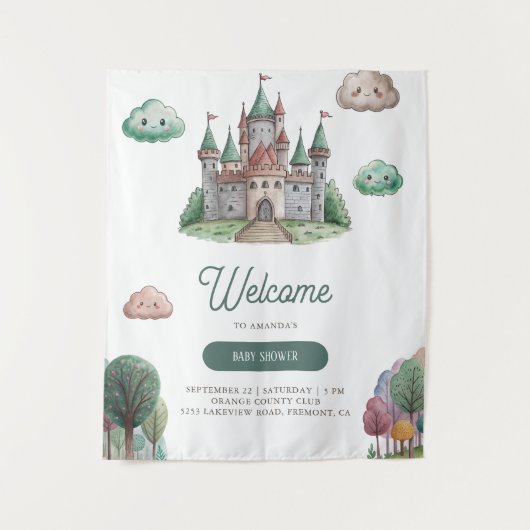 Einmal auf der grünen Burg Pastel Babydusche Wandteppich (Vorderseite)