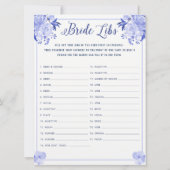 Einmal auf der Liebe Story Bridal Libs Game Blue Einladung (Rückseite)